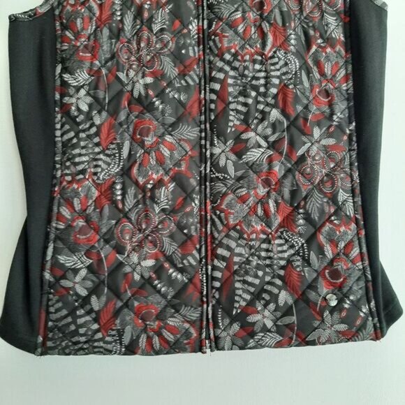 NORTHERN REFLECTIONS Floral Diamond Quilt Full-Zip Vest Blue Sz S - Picture 4 of 12